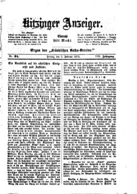 Kitzinger Anzeiger Freitag 5. Februar 1875