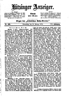 Kitzinger Anzeiger Donnerstag 18. Februar 1875