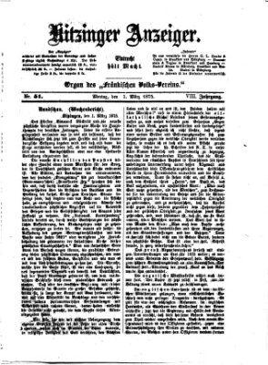 Kitzinger Anzeiger Montag 1. März 1875