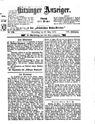 Kitzinger Anzeiger Donnerstag 25. März 1875