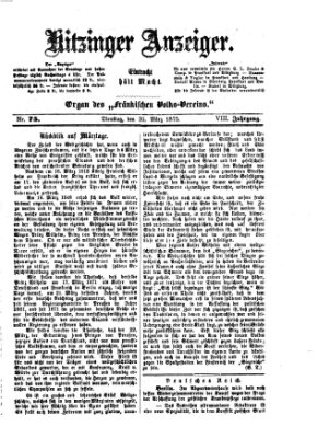 Kitzinger Anzeiger Dienstag 30. März 1875