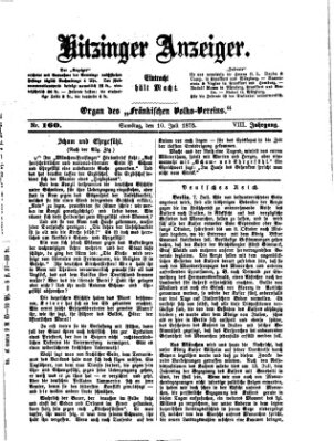 Kitzinger Anzeiger Samstag 10. Juli 1875