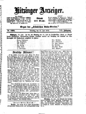 Kitzinger Anzeiger Dienstag 13. Juli 1875