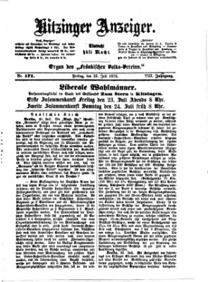 Kitzinger Anzeiger Freitag 23. Juli 1875