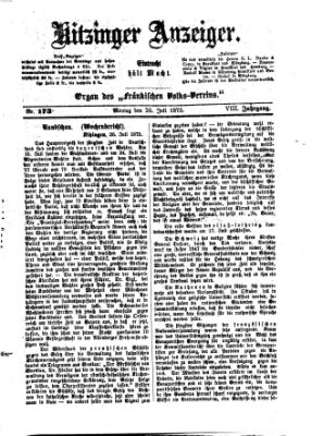 Kitzinger Anzeiger Montag 26. Juli 1875