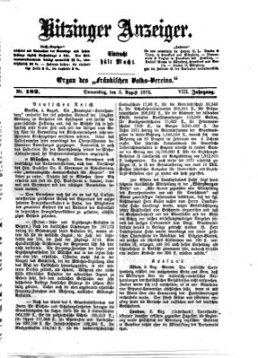 Kitzinger Anzeiger Donnerstag 5. August 1875