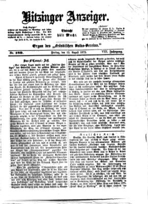 Kitzinger Anzeiger Freitag 13. August 1875