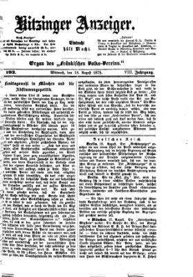 Kitzinger Anzeiger Mittwoch 18. August 1875