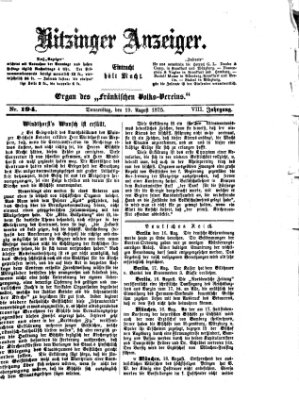 Kitzinger Anzeiger Donnerstag 19. August 1875