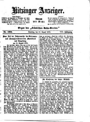 Kitzinger Anzeiger Samstag 21. August 1875