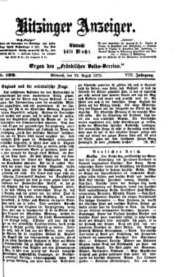 Kitzinger Anzeiger Mittwoch 25. August 1875