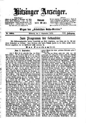 Kitzinger Anzeiger Mittwoch 1. September 1875