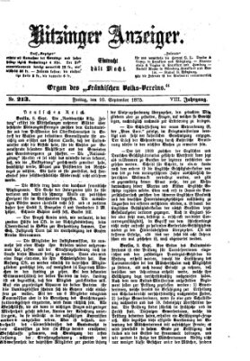 Kitzinger Anzeiger Freitag 10. September 1875