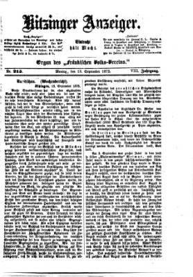 Kitzinger Anzeiger Montag 13. September 1875