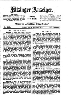 Kitzinger Anzeiger Dienstag 14. September 1875