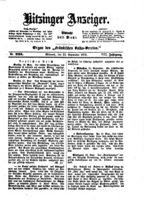 Kitzinger Anzeiger Mittwoch 22. September 1875