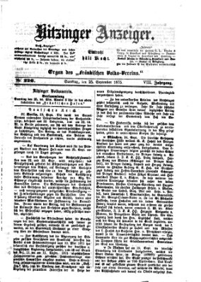 Kitzinger Anzeiger Samstag 25. September 1875