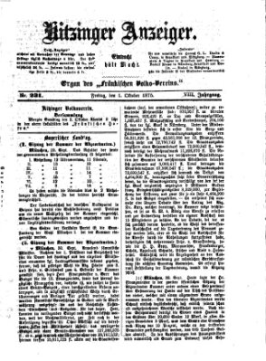 Kitzinger Anzeiger Freitag 1. Oktober 1875