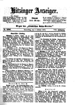 Kitzinger Anzeiger Donnerstag 7. Oktober 1875