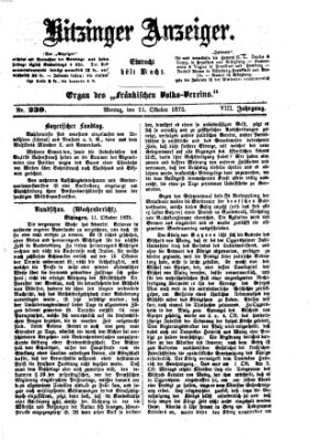 Kitzinger Anzeiger Montag 11. Oktober 1875