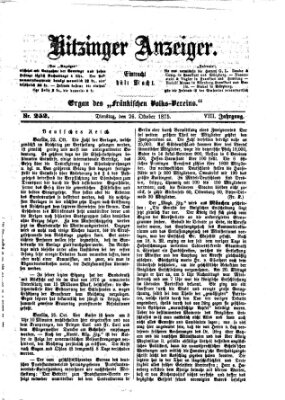 Kitzinger Anzeiger Dienstag 26. Oktober 1875