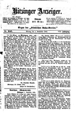 Kitzinger Anzeiger Montag 1. November 1875