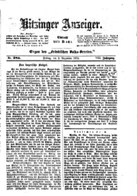 Kitzinger Anzeiger Freitag 3. Dezember 1875