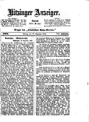 Kitzinger Anzeiger Montag 13. Dezember 1875