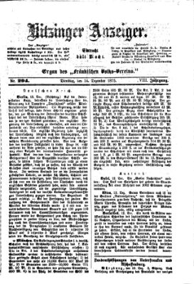 Kitzinger Anzeiger Dienstag 14. Dezember 1875