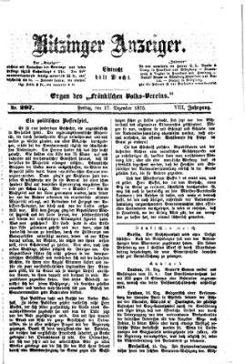 Kitzinger Anzeiger Freitag 17. Dezember 1875