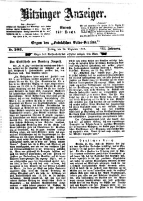 Kitzinger Anzeiger Freitag 24. Dezember 1875