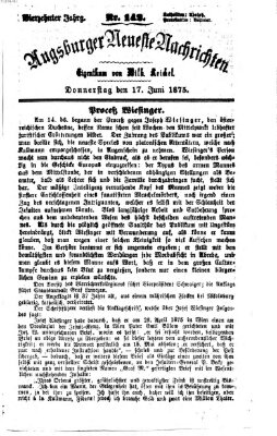 Augsburger neueste Nachrichten Donnerstag 17. Juni 1875