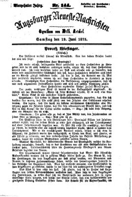 Augsburger neueste Nachrichten Samstag 19. Juni 1875