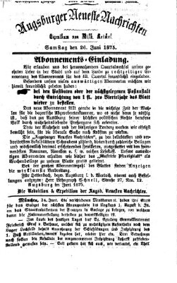 Augsburger neueste Nachrichten Samstag 26. Juni 1875