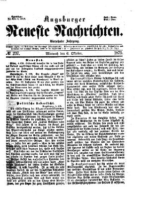 Augsburger neueste Nachrichten Mittwoch 6. Oktober 1875