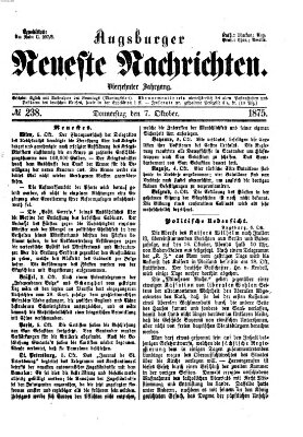 Augsburger neueste Nachrichten Donnerstag 7. Oktober 1875