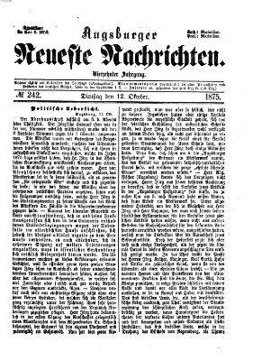 Augsburger neueste Nachrichten Dienstag 12. Oktober 1875