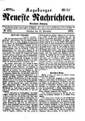 Augsburger neueste Nachrichten Samstag 13. November 1875