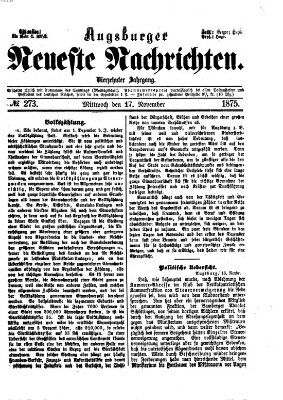 Augsburger neueste Nachrichten Mittwoch 17. November 1875