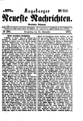 Augsburger neueste Nachrichten Donnerstag 25. November 1875