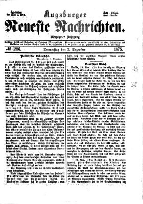 Augsburger neueste Nachrichten Donnerstag 2. Dezember 1875