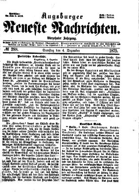 Augsburger neueste Nachrichten Samstag 4. Dezember 1875