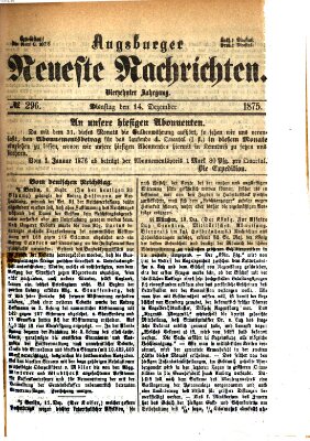 Augsburger neueste Nachrichten Dienstag 14. Dezember 1875