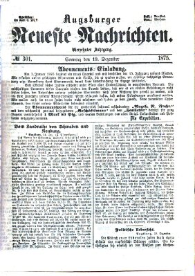 Augsburger neueste Nachrichten Sonntag 19. Dezember 1875