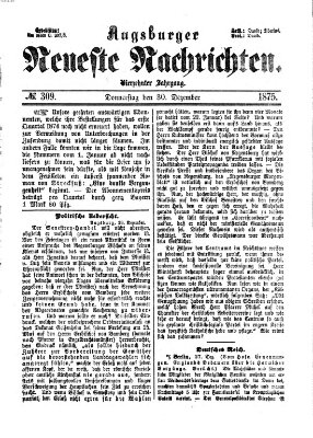 Augsburger neueste Nachrichten Donnerstag 30. Dezember 1875