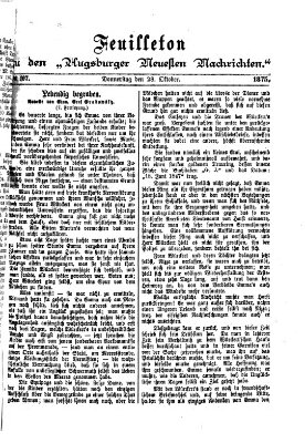 Augsburger neueste Nachrichten. Feuilleton zu den Augsburger neuesten Nachrichten (Augsburger neueste Nachrichten) Donnerstag 28. Oktober 1875