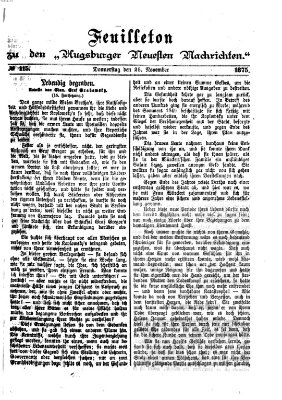 Augsburger neueste Nachrichten. Feuilleton zu den Augsburger neuesten Nachrichten (Augsburger neueste Nachrichten) Donnerstag 25. November 1875