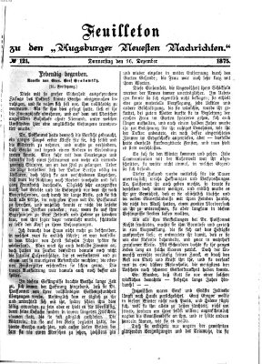 Augsburger neueste Nachrichten. Feuilleton zu den Augsburger neuesten Nachrichten (Augsburger neueste Nachrichten) Donnerstag 16. Dezember 1875