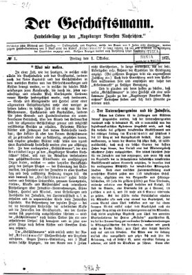 Der Geschäftsmann (Augsburger neueste Nachrichten) Freitag 1. Oktober 1875