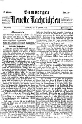 Bamberger neueste Nachrichten Dienstag 9. Februar 1875